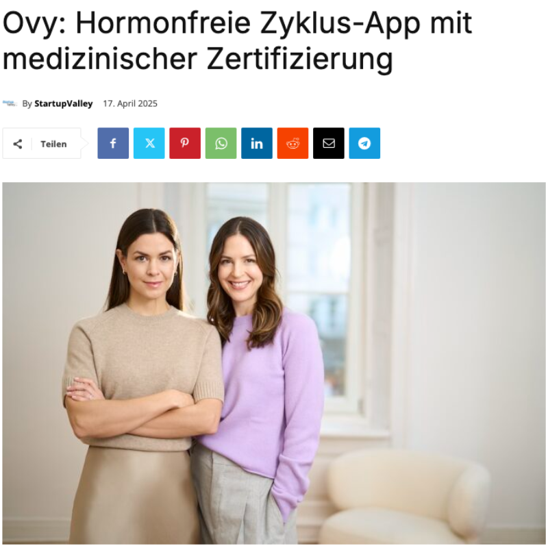 Ovy: Hormonfreie Zyklus-App mit medizinischer Zertifizierung