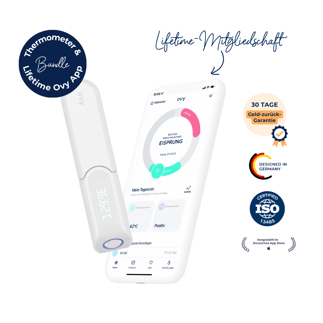 Ovy App Lifetime-Mitgliedschaft mit Bluetooth Basalthermometer