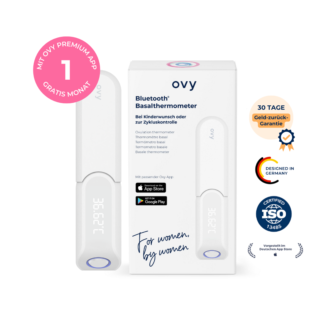 Basalthermometer der Marke Ovy mit Ovy App als Zyklus-Tracking App für Symptothermale Methode
