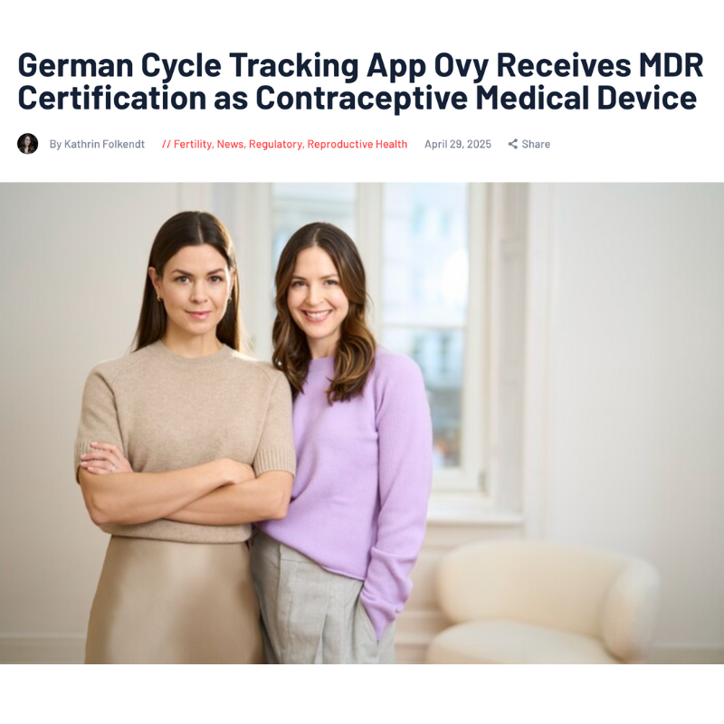 German Cycle Tracking App Ovy Receives MDR Certification as Contraceptive Medical Device