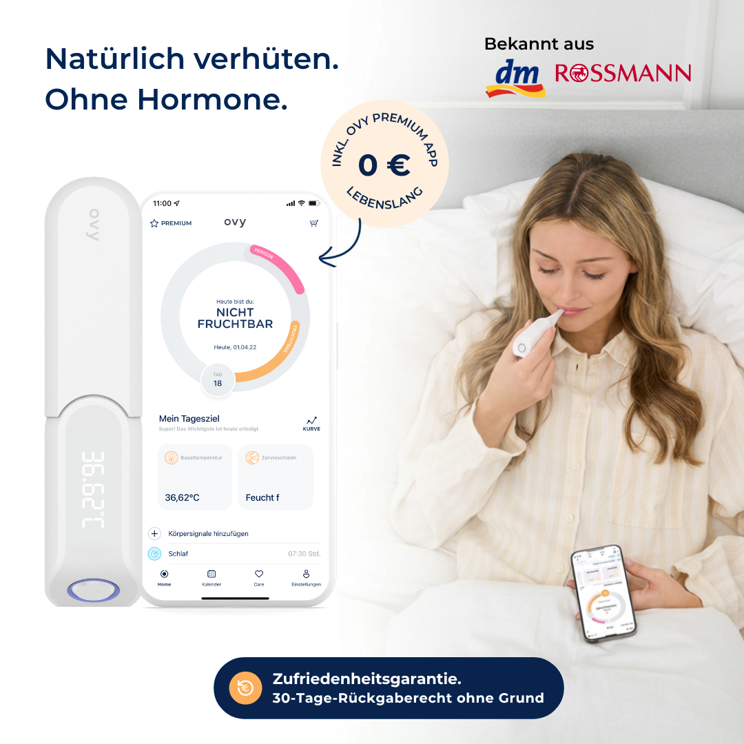 Ovy App Lifetime-Mitgliedschaft mit Bluetooth Basalthermometer (Verhütung)